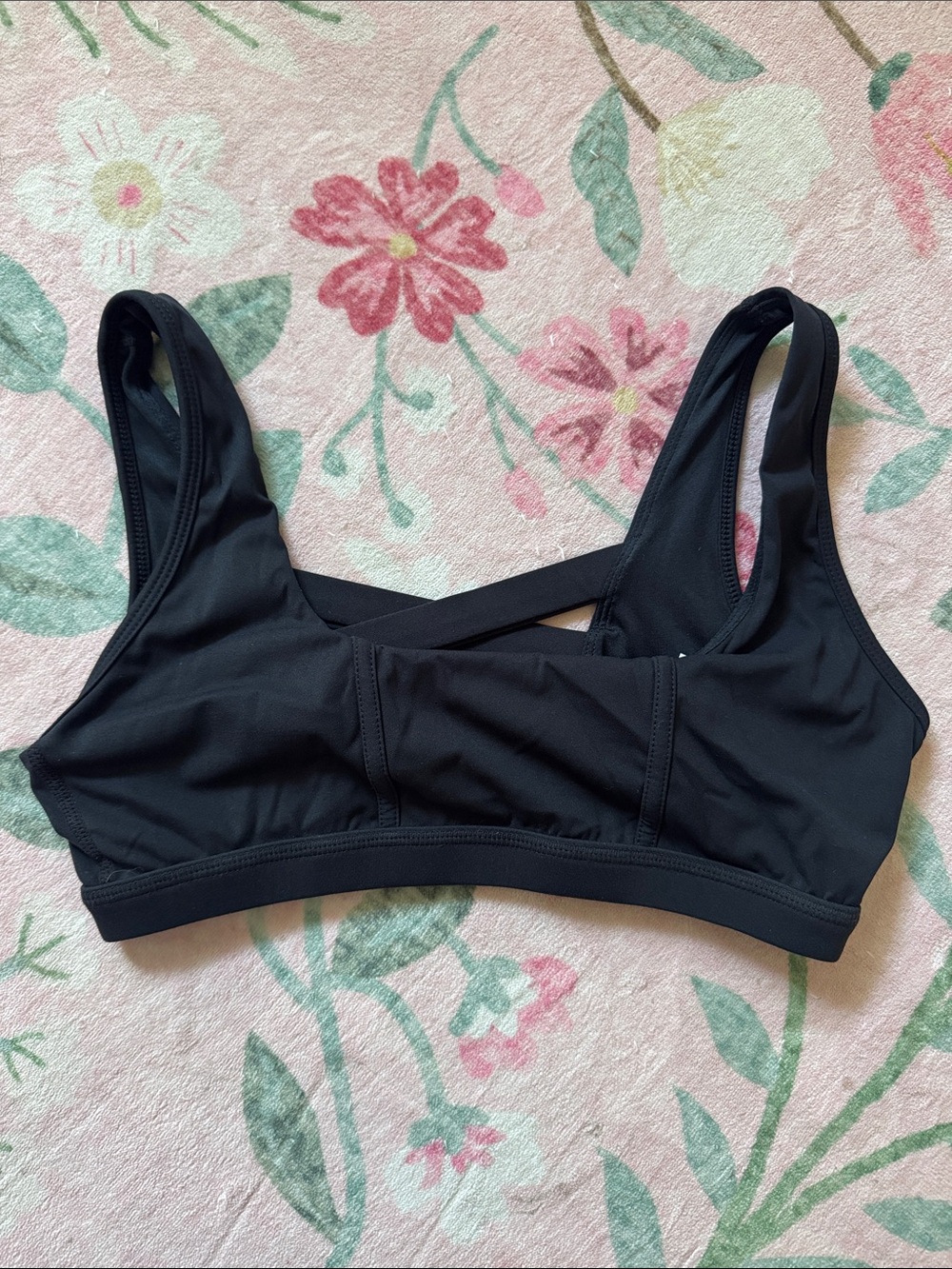 POPFLEX Black Women's Corset Sports Bra with Crossback Straps